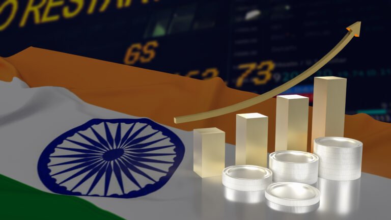 The Chart and India flag for Business concept 3d rendering